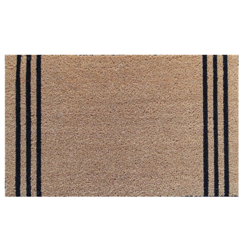 Black Stripes Coir Doormat 45x75cm