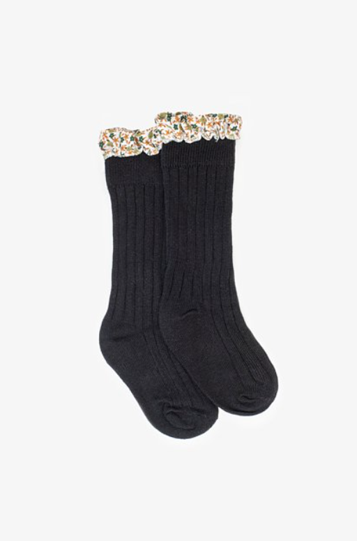 Bambino Sock | Floral Frill Black