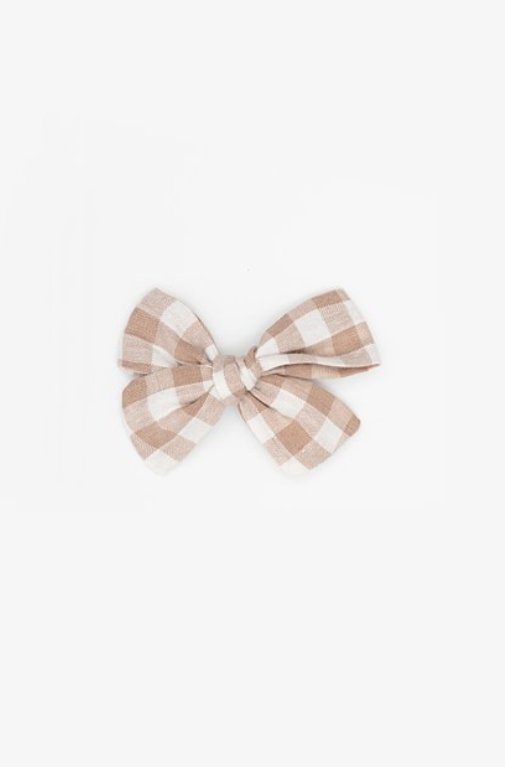 Bow Clip | Gingham Taupe
