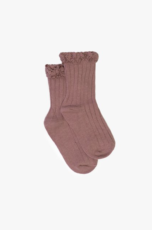 Bambino Sock | Lace Frill Dusty Rose