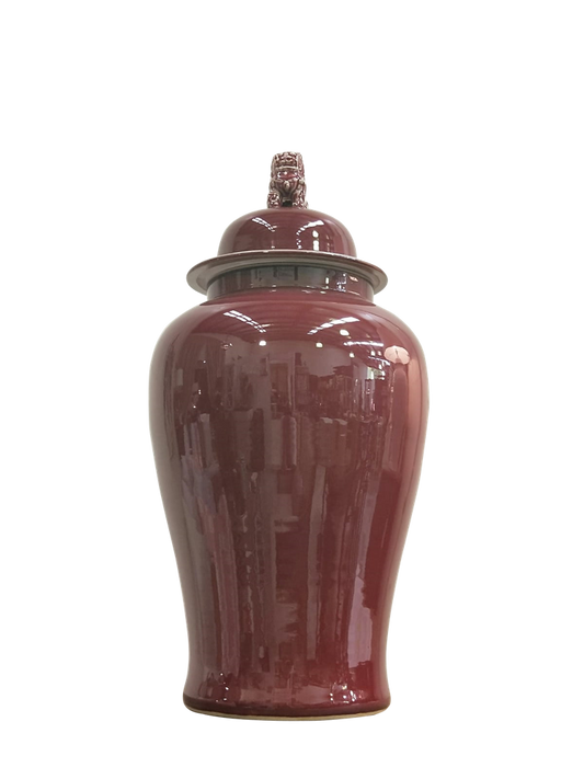 Ceramic Ginger Jar - Burgundy Red