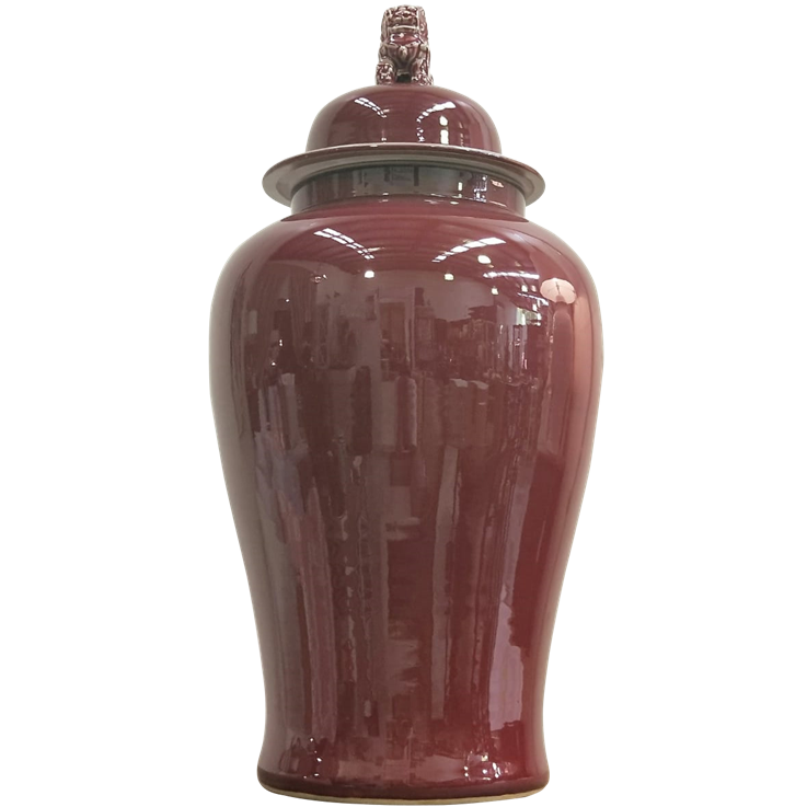 Ceramic Ginger Jar - Burgundy Red
