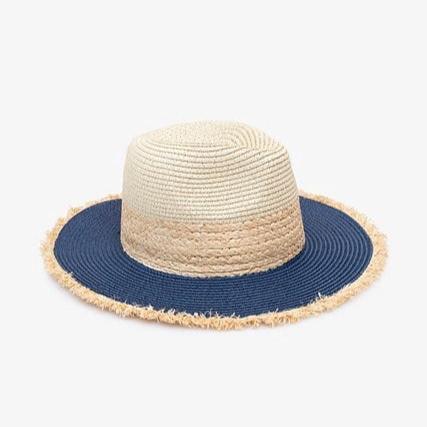 Raw Edge Fedora | Natural & Blue