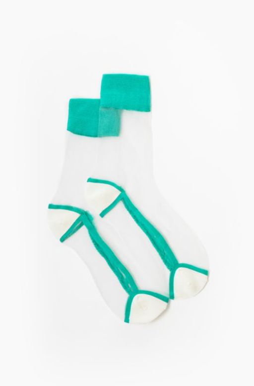 Sheer Sock | White & Teal