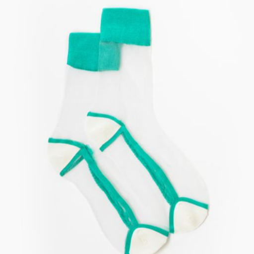 Sheer Sock | White & Teal