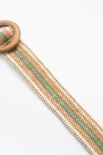 Rattan Stretch Belt -Boho Green