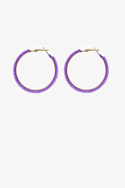 Beaded Hoop Earring | Lilac