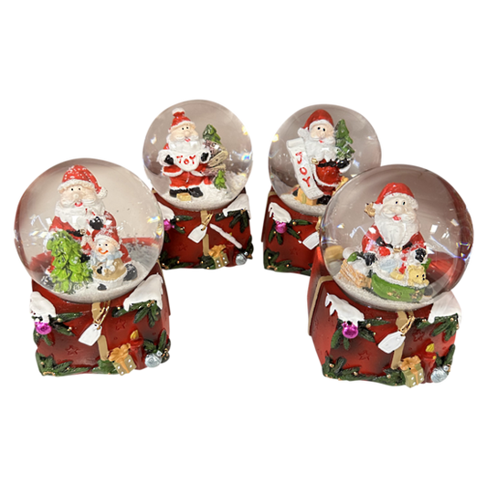 Santa on Present Base Snowglobe 10cm