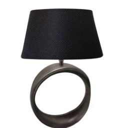 Orb lamp base with woven charcoal 46cm tapered drum shade