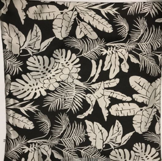 Chocolate Brown with Cream tropical leaves 60x60