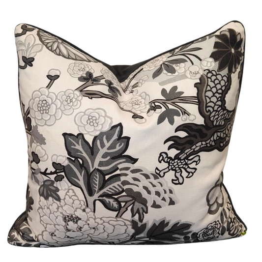 Chiang Mai Dragon Cushion Smoke Piped Back charcoal line 60x60