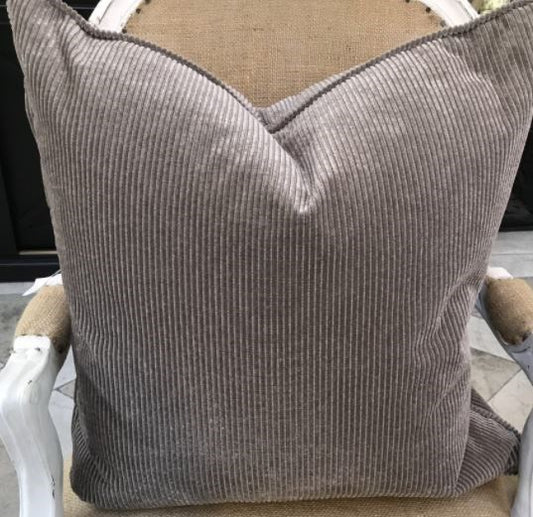 Grey Corduroy piped cushion