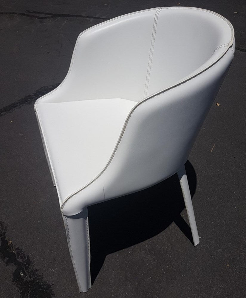 Leather Dining Club Chair White