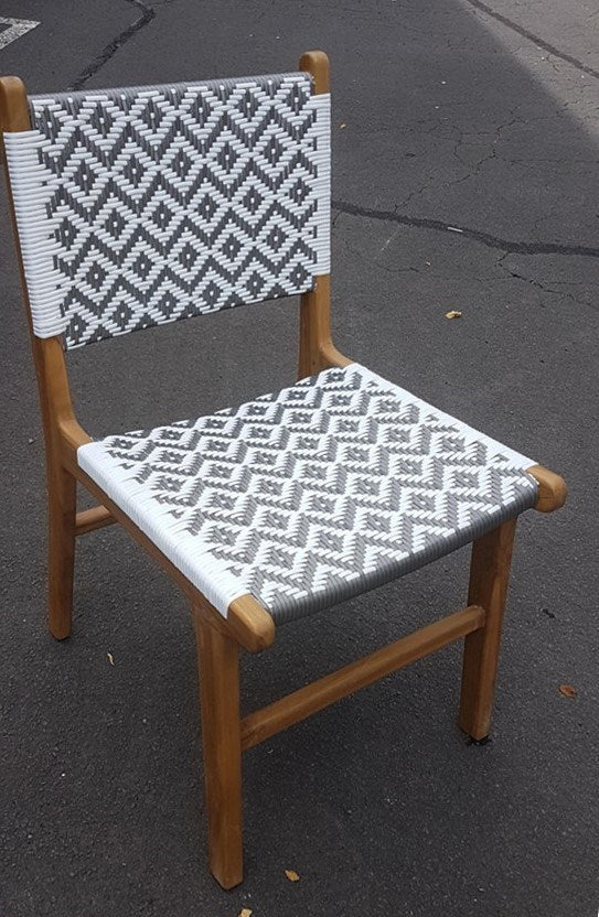 Mangawhai Dining Chair Grey and White Synthetic Outdoor