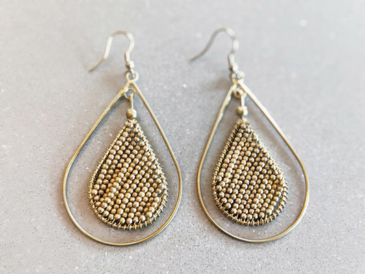 Tear Drop Brass bead Earrings