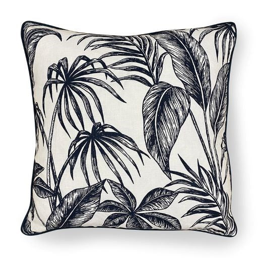 TAHITI WHITE/NAVY CUSHION 55CM