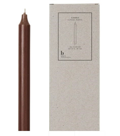 Broste Taper candle set/8 Dk Brown