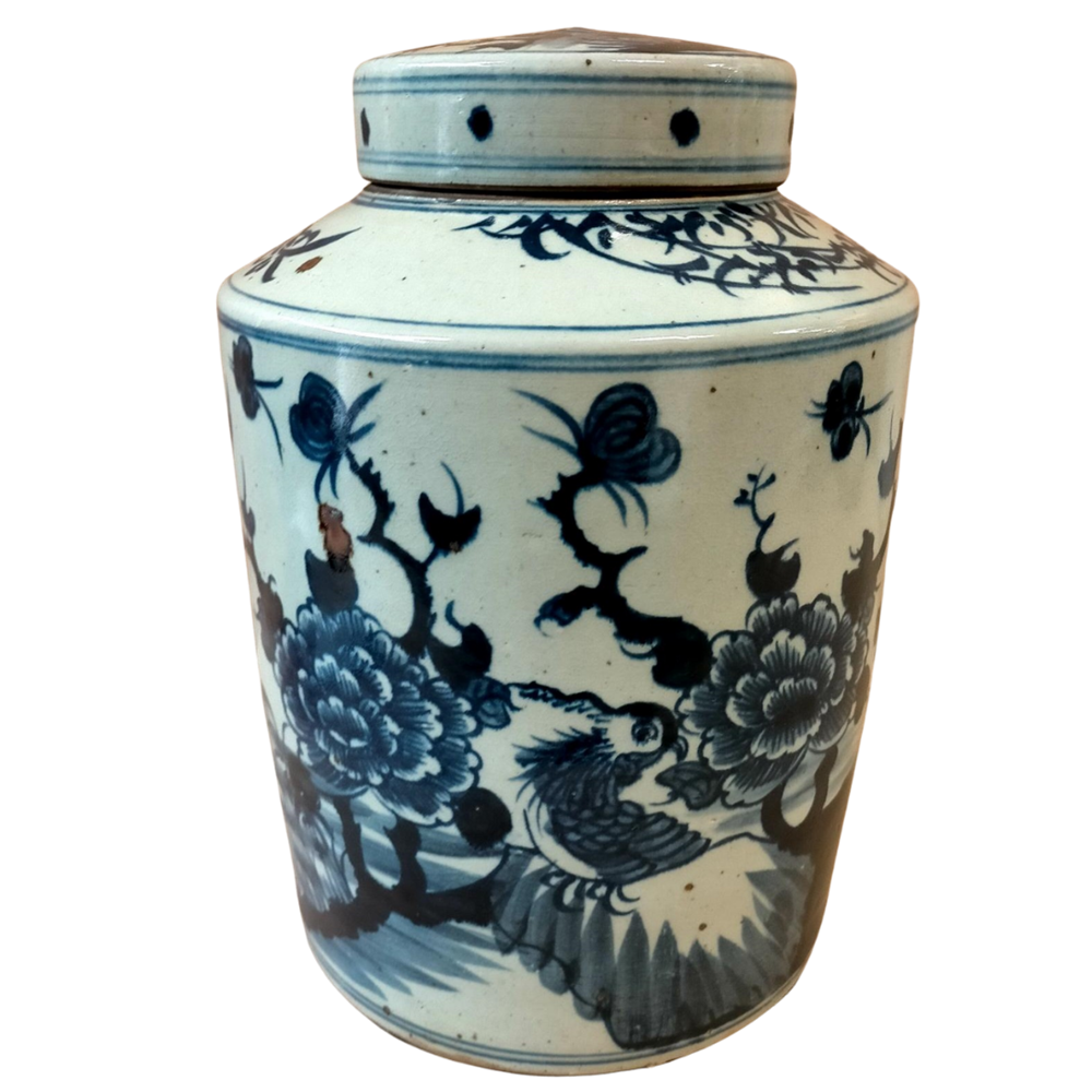 Blue & White Round Container