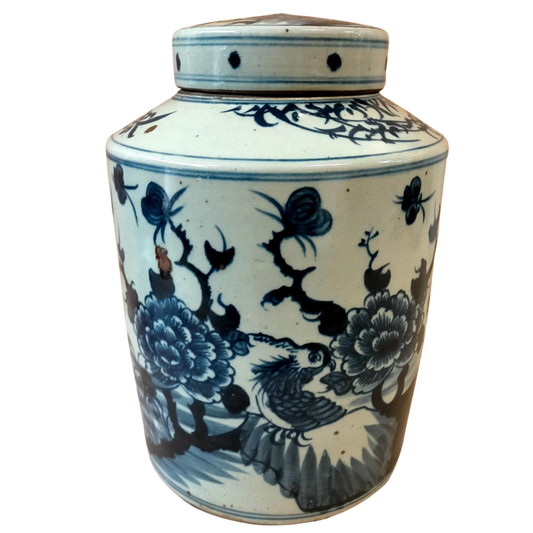 Blue & White Round Container