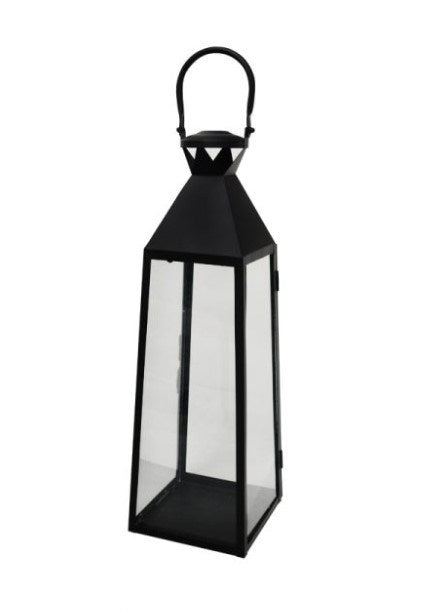 Lantern Blk Metal and Glass 50cm