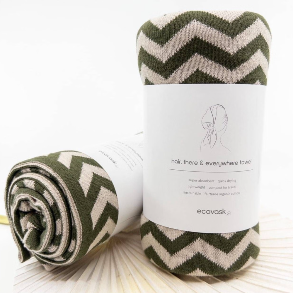 Hair, There & Everywhere Towel - Olive Chevron