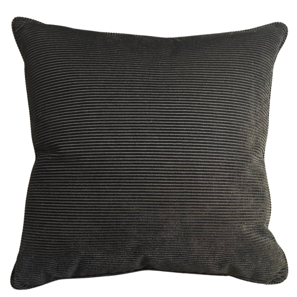 Black Corduroy piped cushion