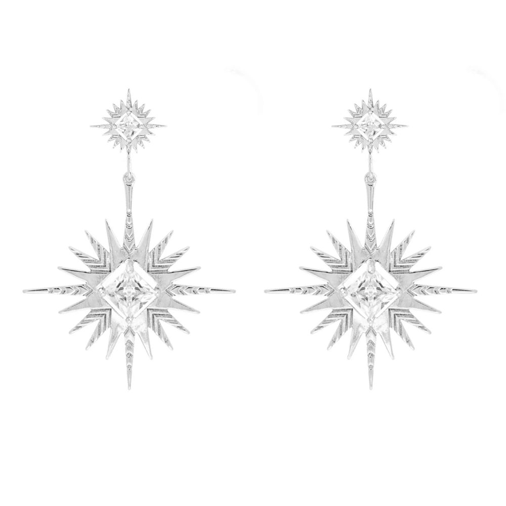 A dusting of jewels - Solar Earrings | Silver