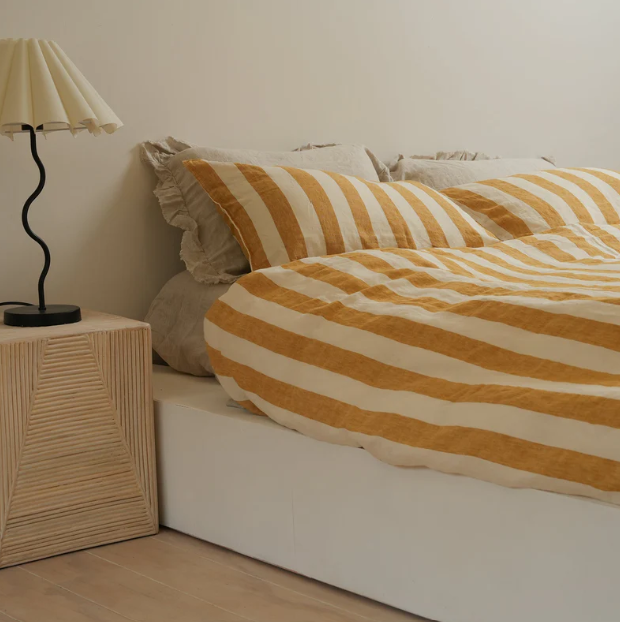 Sunflower Stripe - 100% French Flax Linen Duvet Set