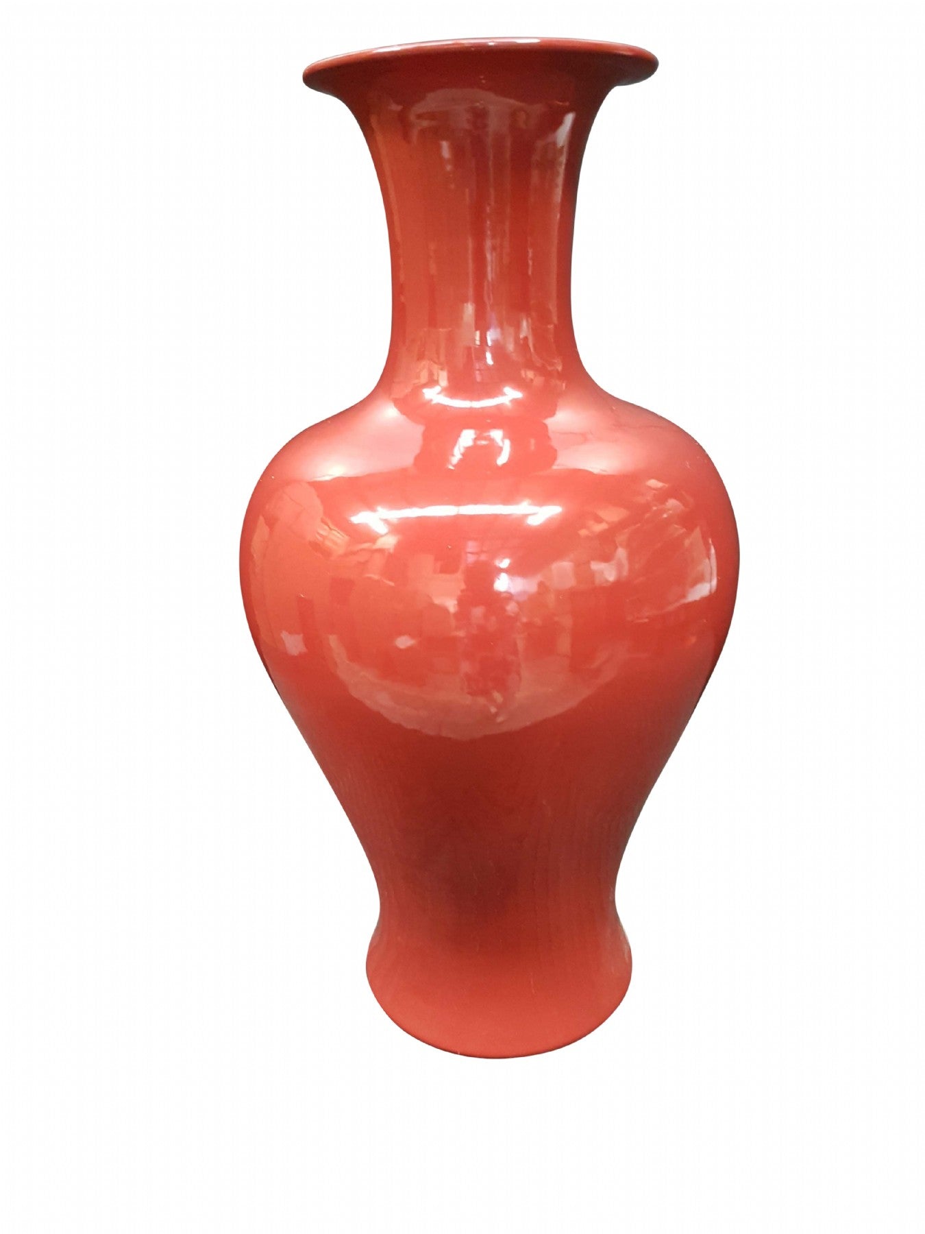 Tall Bolbous red vase