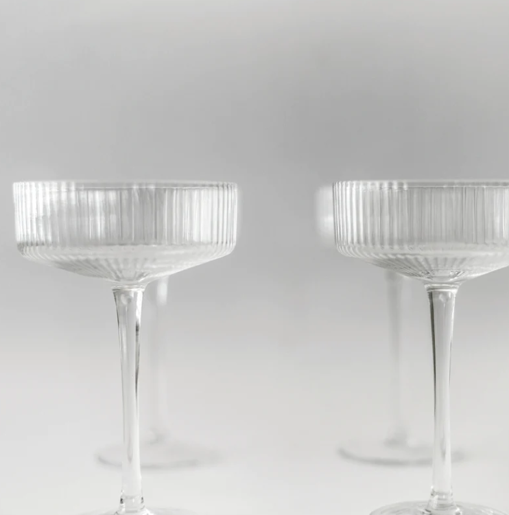 Ribbed Cocktail Glasses- Set 4 Clear