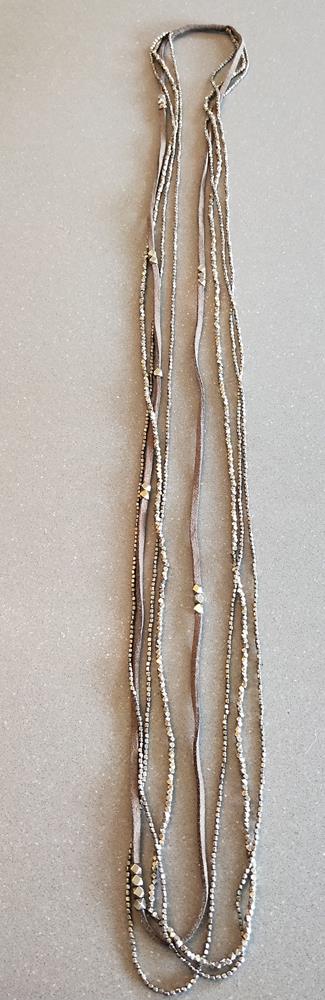 Multi Strand Leather and Brass beads