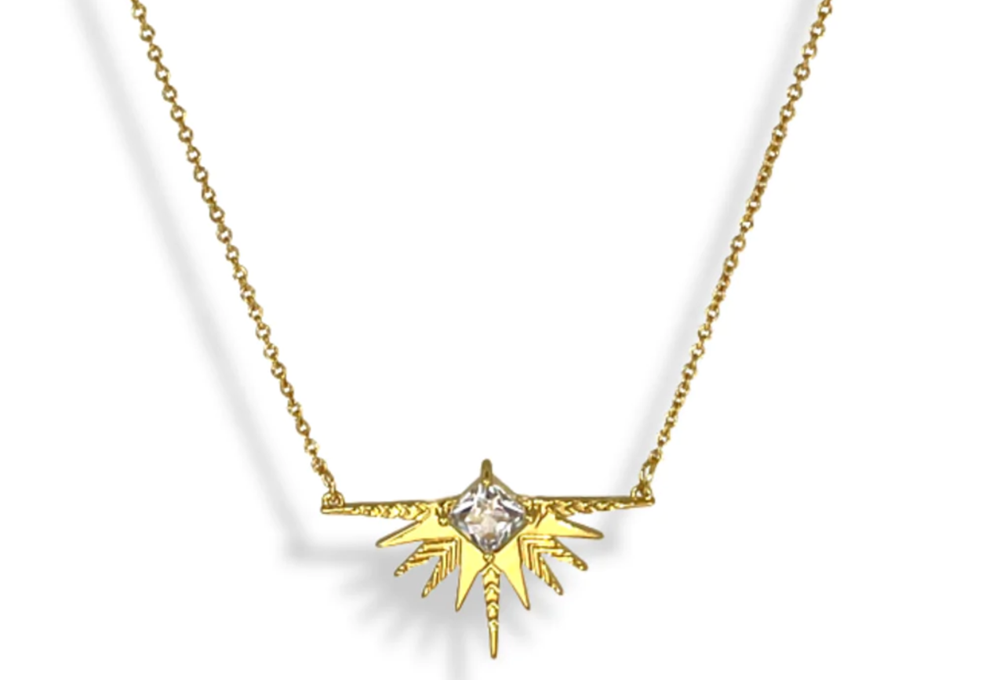 Dusting of jewels - Solar Necklace | Gold with white stone