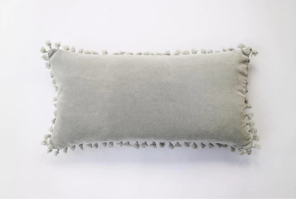 Premium Velvet Cushion Tassel Light Grey