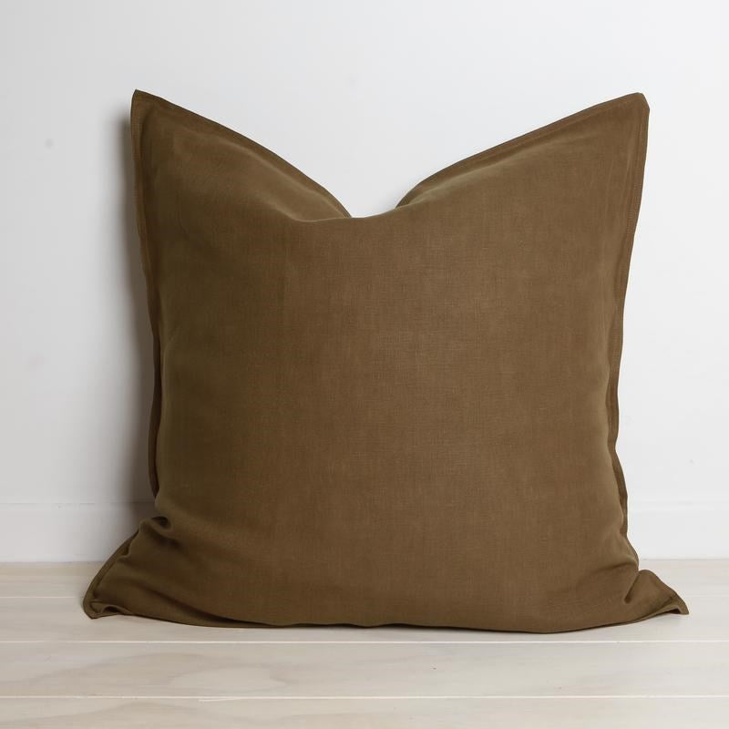 100% French Flax Linen Euro pillowcase Khaki