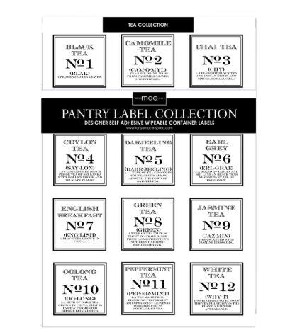 Tea Collection Pantry Labels