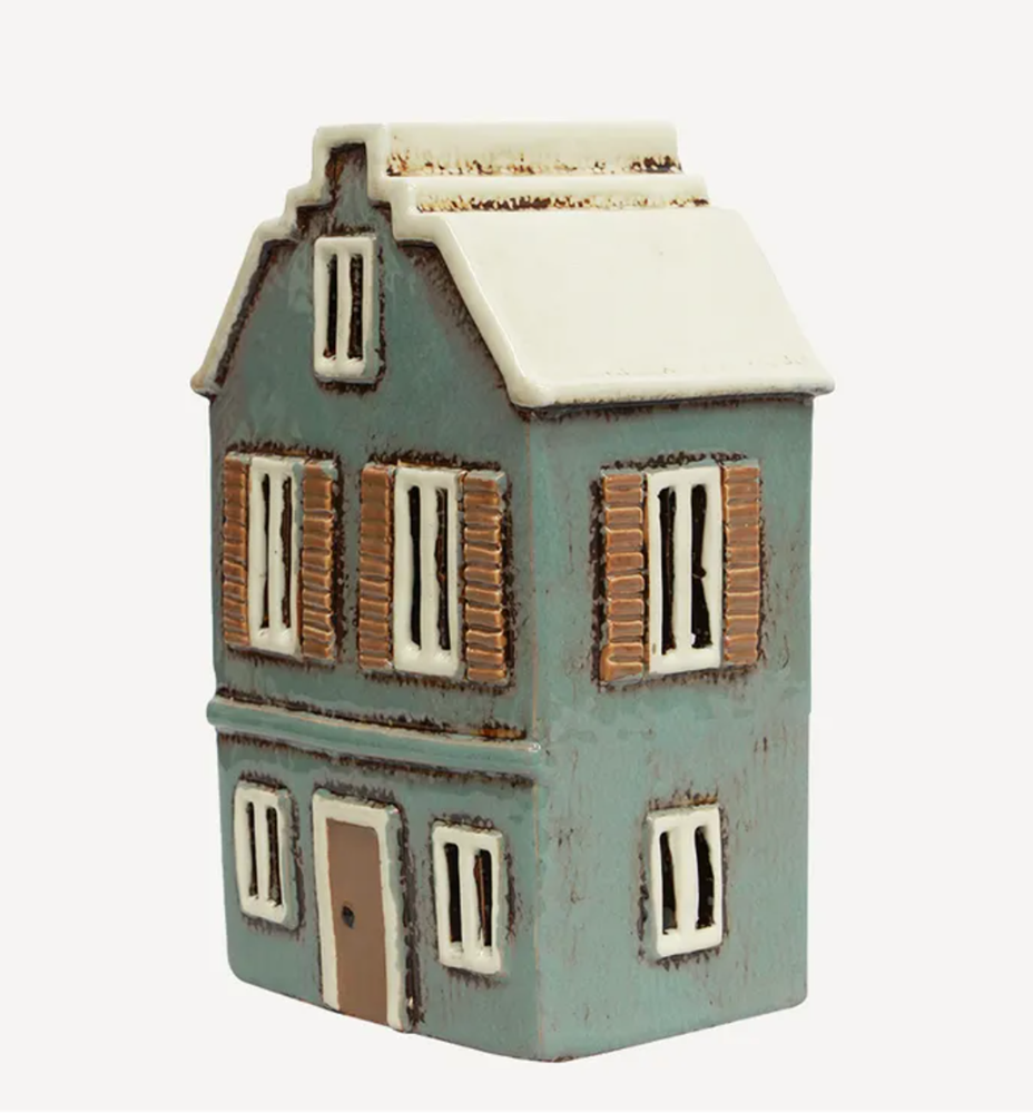 Tealight House with Shutters Blue